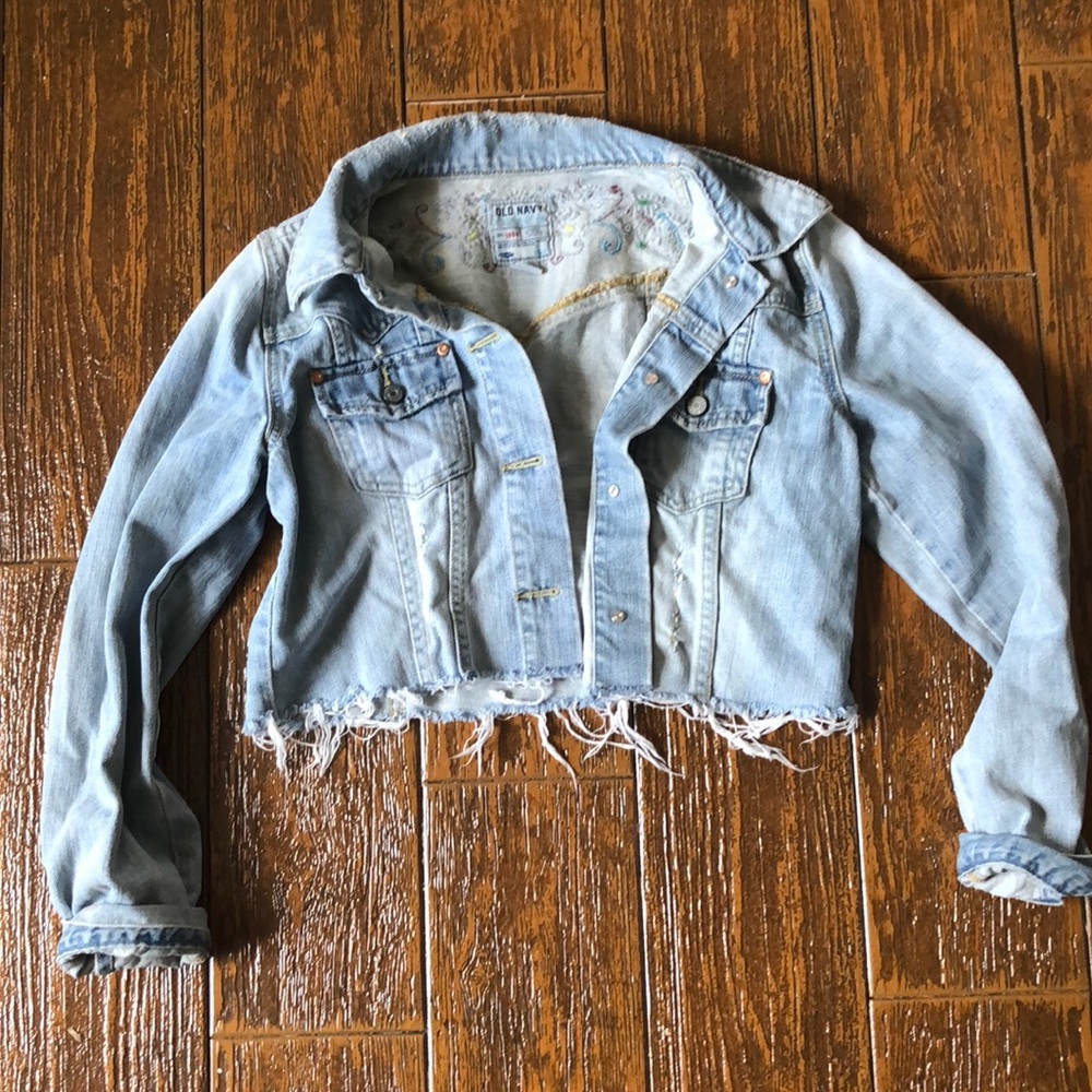 Distressed denim jacket